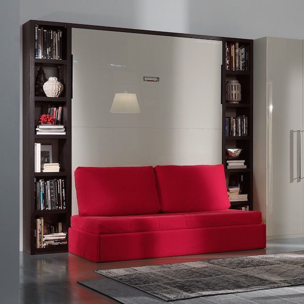 Letto a scomparsa design moderno con divano Cubo chiuso